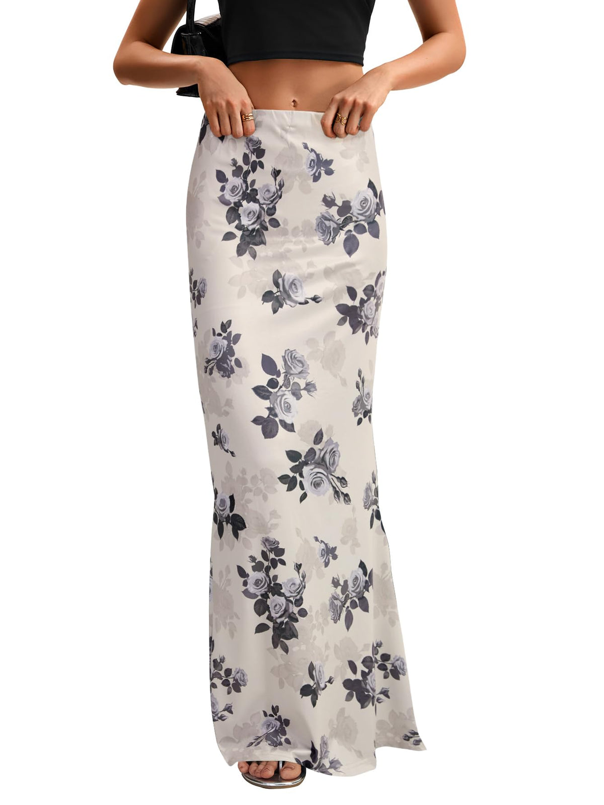 KIFOVEN Women's High Waist Elastic Flare Sexy Bodycon Basic Slim Maxi Skirt