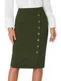LYANER Women's Button Stretch Casual Pencil Skirt