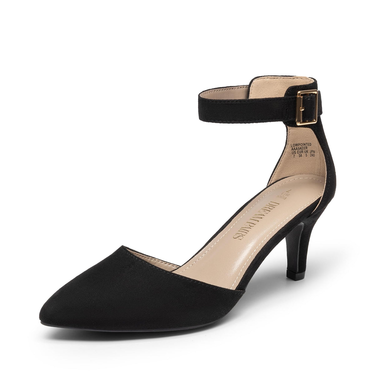 DREAM PAIRS Women's Kitten Heels Ankle Strap Pumps