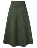 2026 Women's Suede Skirts, High Waist A-Line Skirt, Fall Winter Midi Skirt