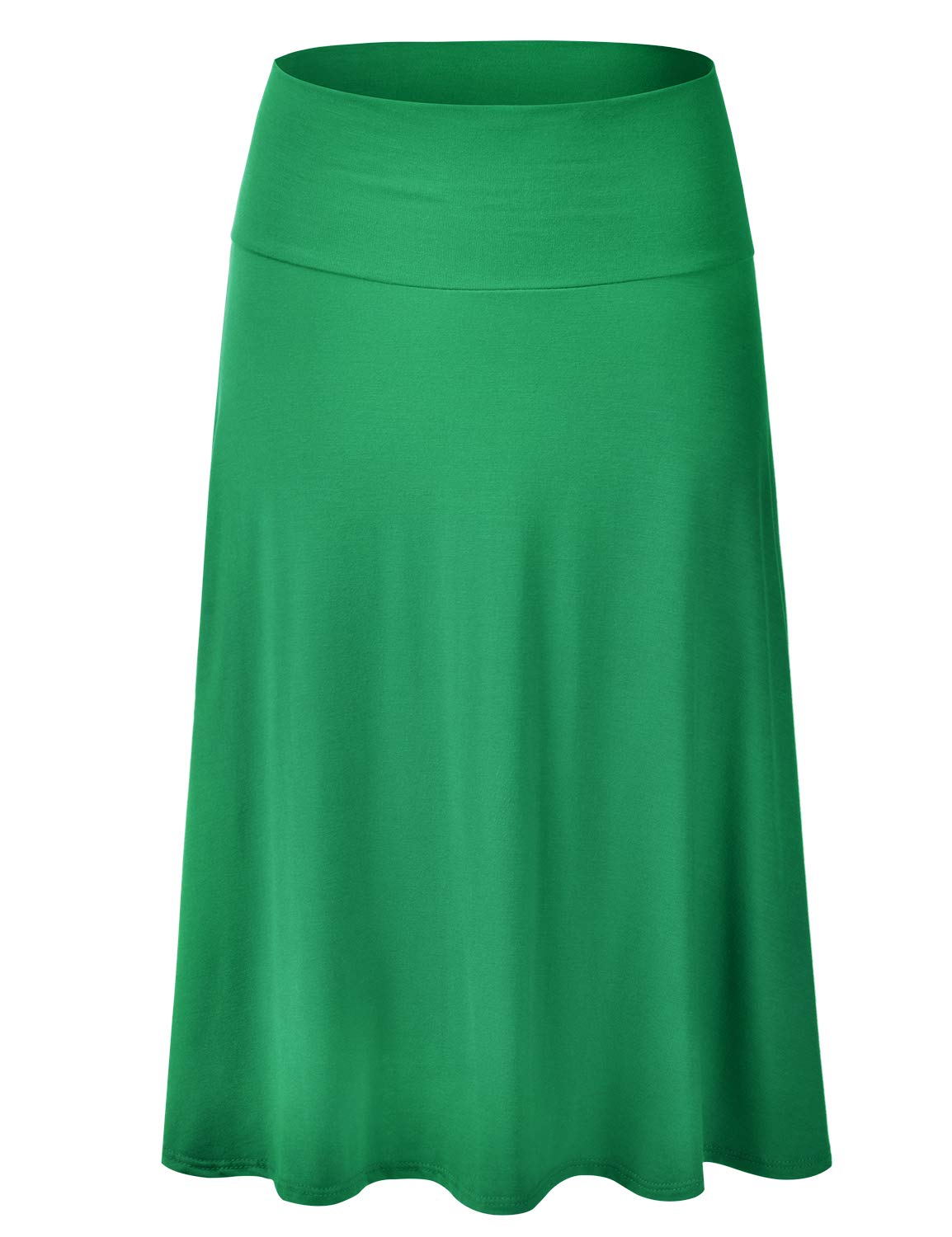 EIMIN Women's Solid Flared Lightweight Elastic Waist Classic Midi Skirt (S-3XL)