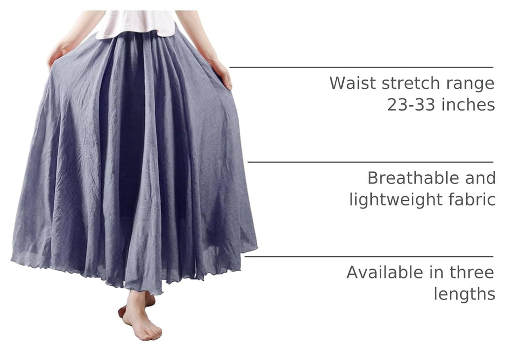 OCHENTA Boho Cotton Maxi Skirts Flowy Long A Line Skirt for Women S-L&Girls