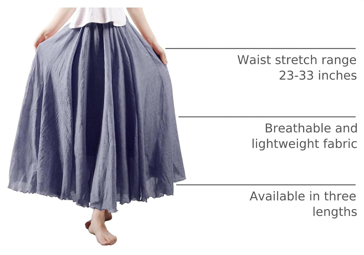 OCHENTA Boho Cotton Maxi Skirts Flowy Long A Line Skirt for Women S-L&Girls