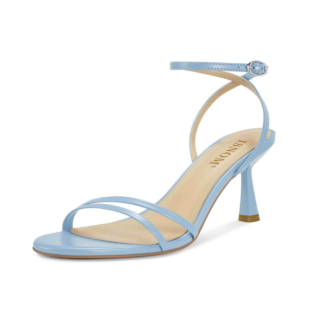 ISNOM Womens Sandals with Round Toe Ankle Strap