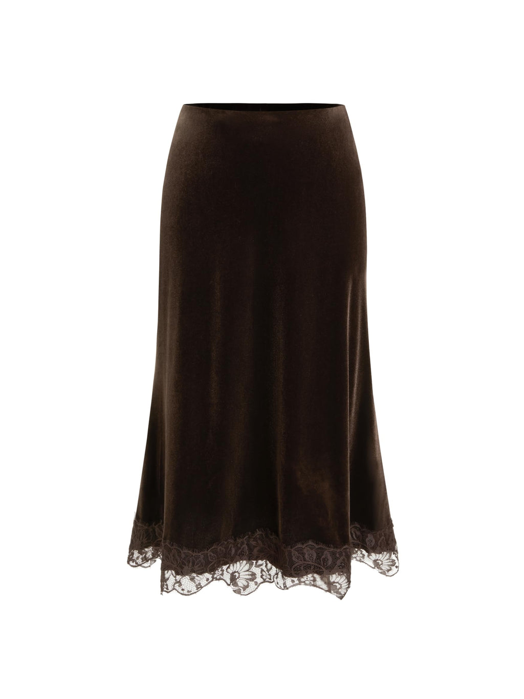 CIDER Vintage Velvet Midi Skirt for Women Lace Hem A Line Maxi Skirt