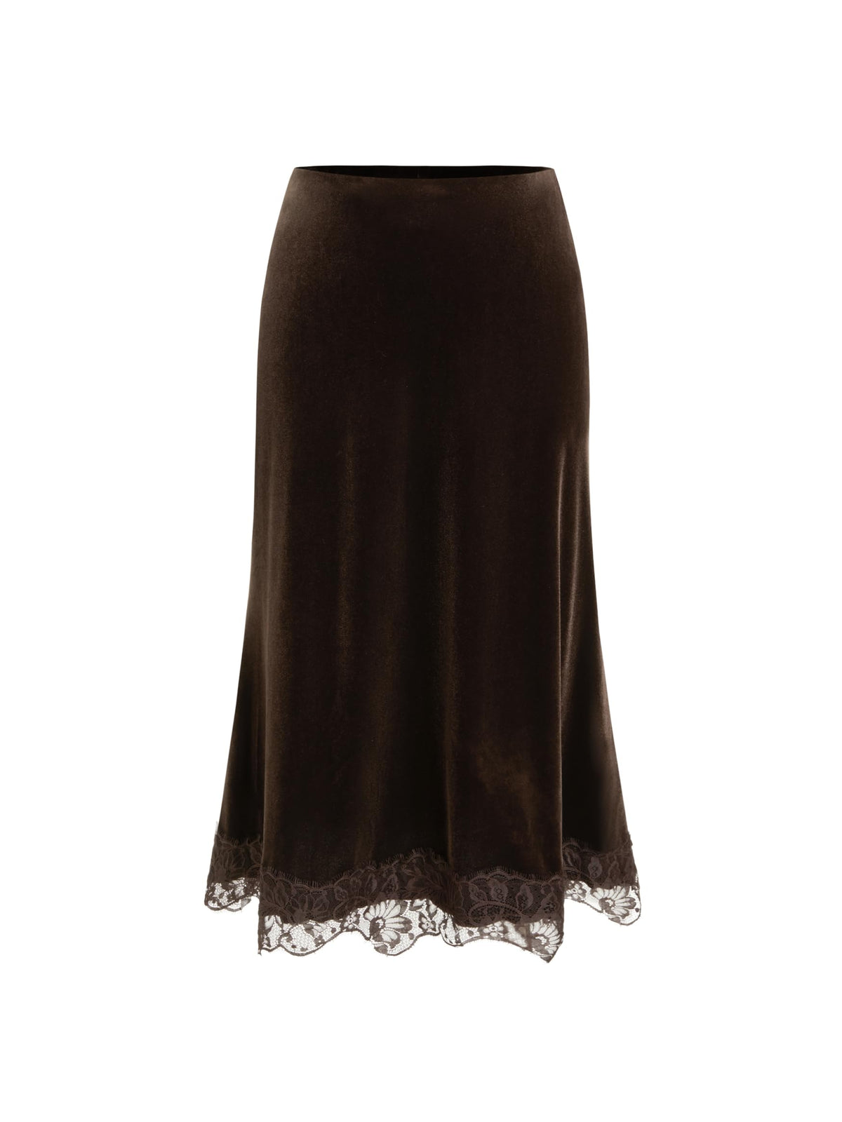 CIDER Vintage Velvet Midi Skirt for Women Lace Hem A Line Maxi Skirt