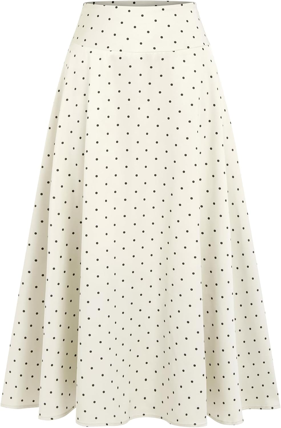 CIDER Womens Satin Mid Rise Polka Dot Flared Maxi Skirt