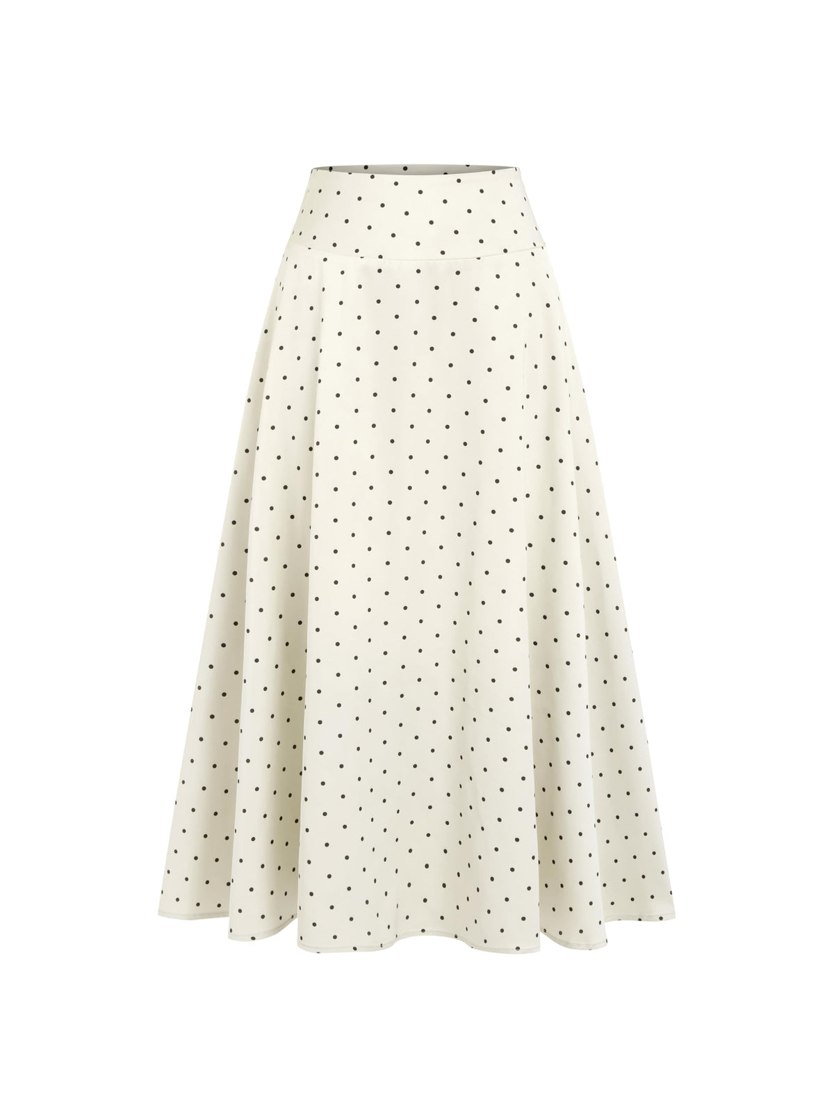 CIDER Womens Satin Mid Rise Polka Dot Flared Maxi Skirt