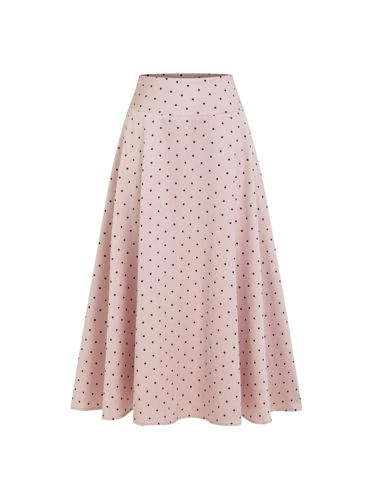 CIDER Womens Satin Mid Rise Polka Dot Flared Maxi Skirt