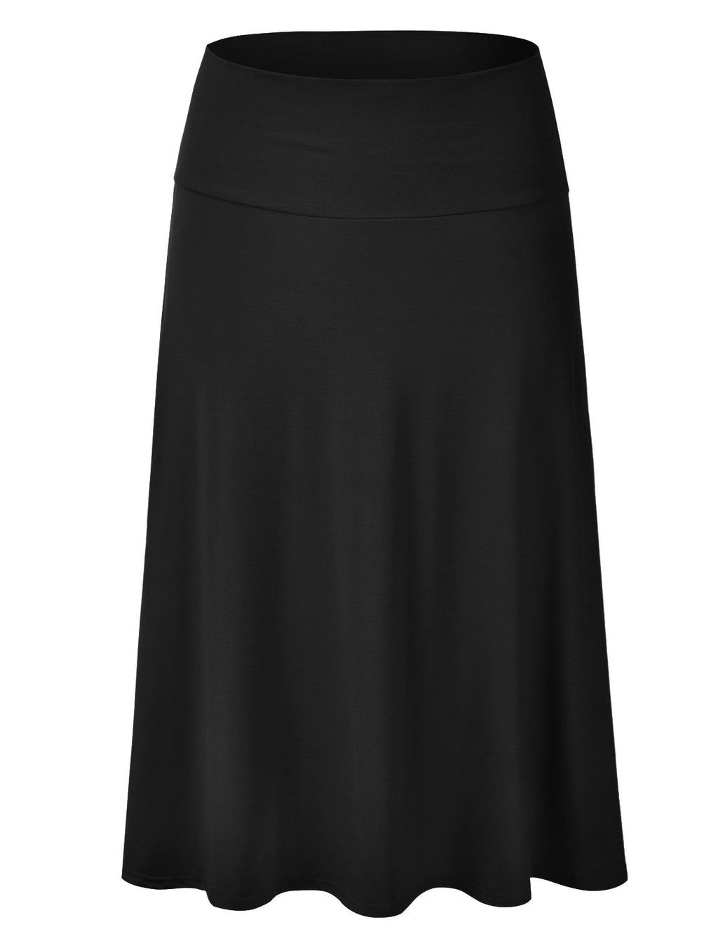 EIMIN Women's Solid Flared Lightweight Elastic Waist Classic Midi Skirt (S-3XL)