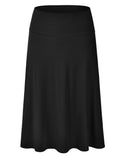 EIMIN Women's Solid Flared Lightweight Elastic Waist Classic Midi Skirt (S-3XL)