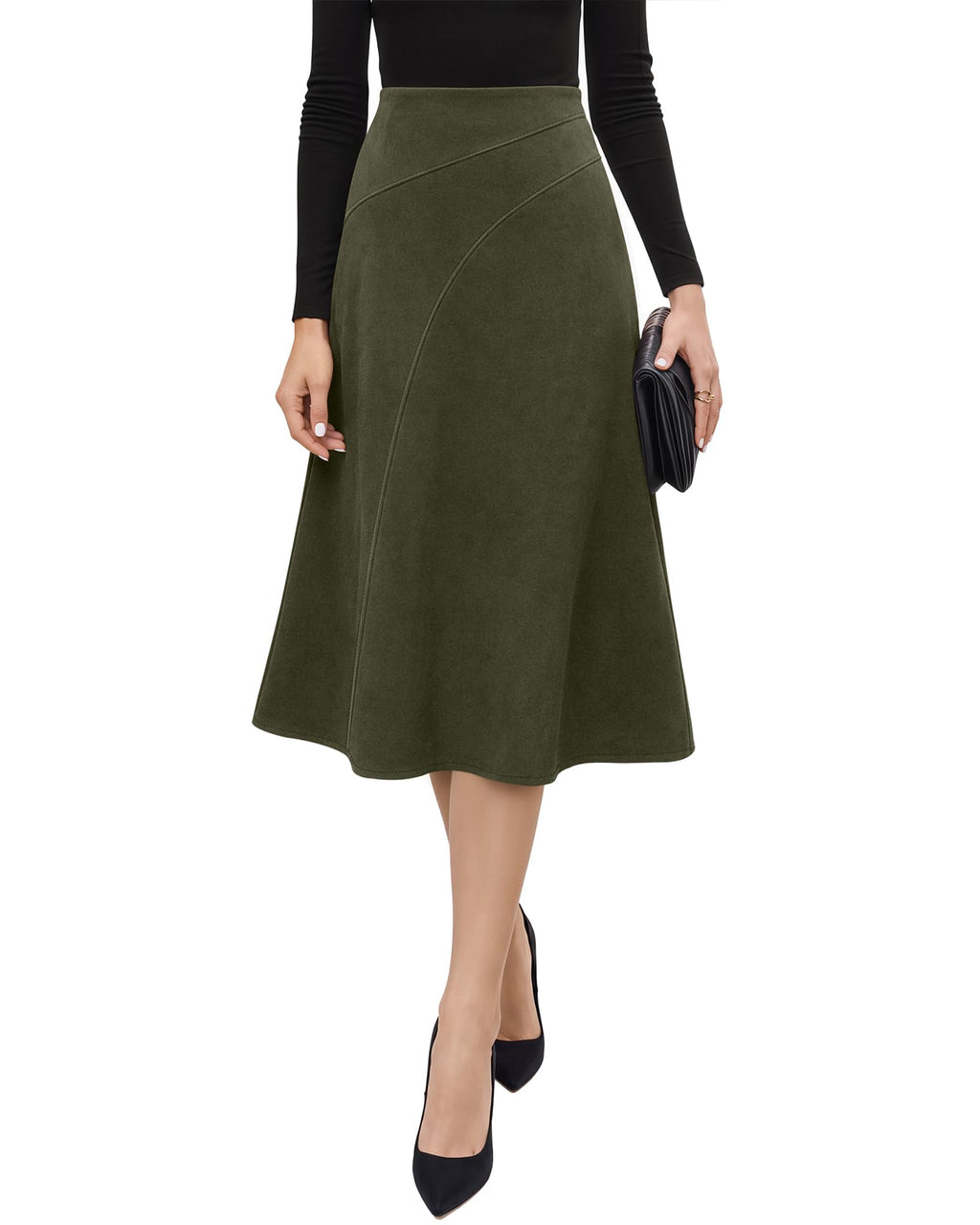 Neer Women’s High Waisted Skirt A Line Midi Skirt