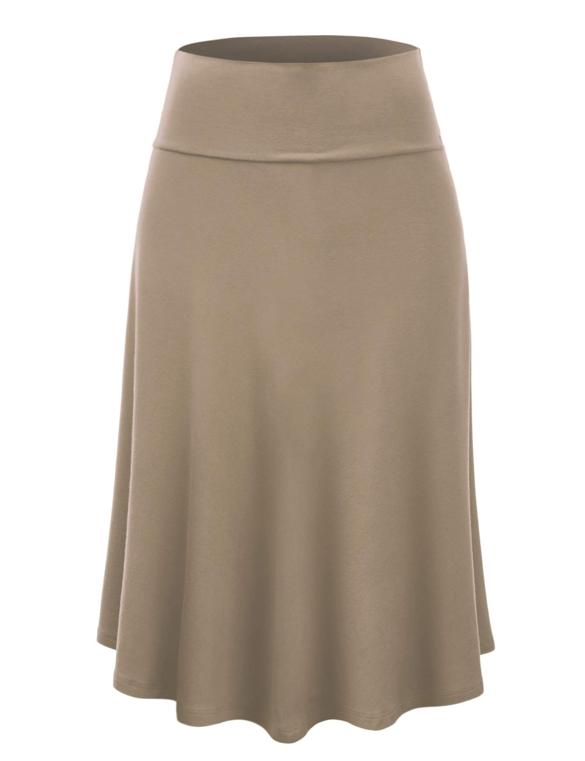 Lock and Love Women's Solid Ombre Lightweight Flare Midi Pull On Closure Skirt S-XXXL Plus Size