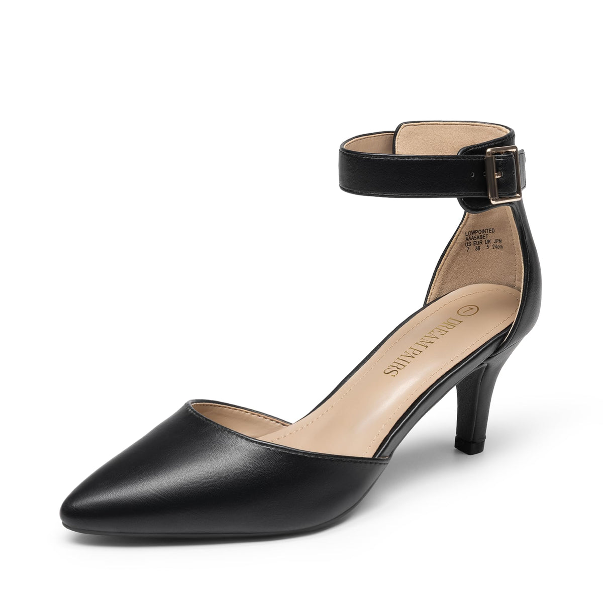 DREAM PAIRS Women's Kitten Heels Ankle Strap Pumps