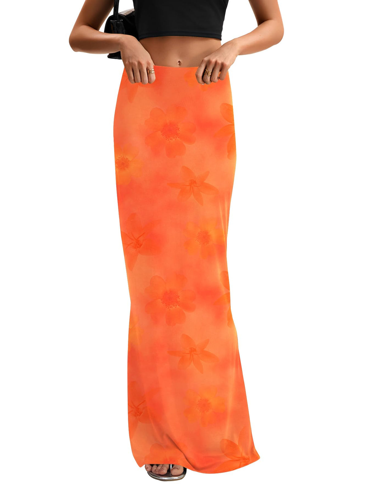 KIFOVEN Women's High Waist Elastic Flare Sexy Bodycon Basic Slim Maxi Skirt