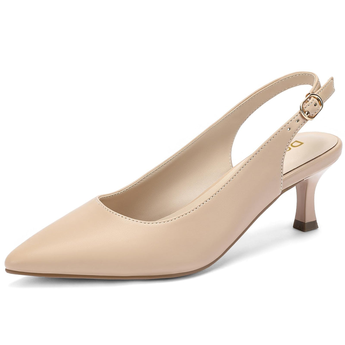 DOBOLIN Womens Slingback Kitten Heels Pointed Toe Low Heel Pumps