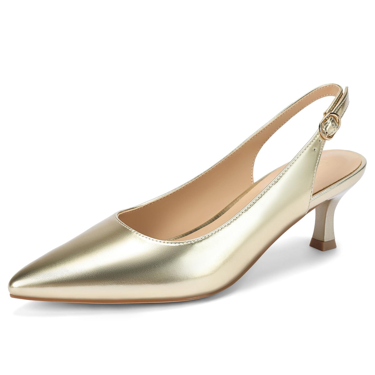 DOBOLIN Womens Slingback Kitten Heels Pointed Toe Low Heel Pumps