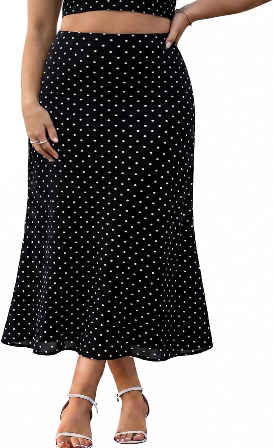 Eytino Women Plus Size Polka Dot Maxi Skirts