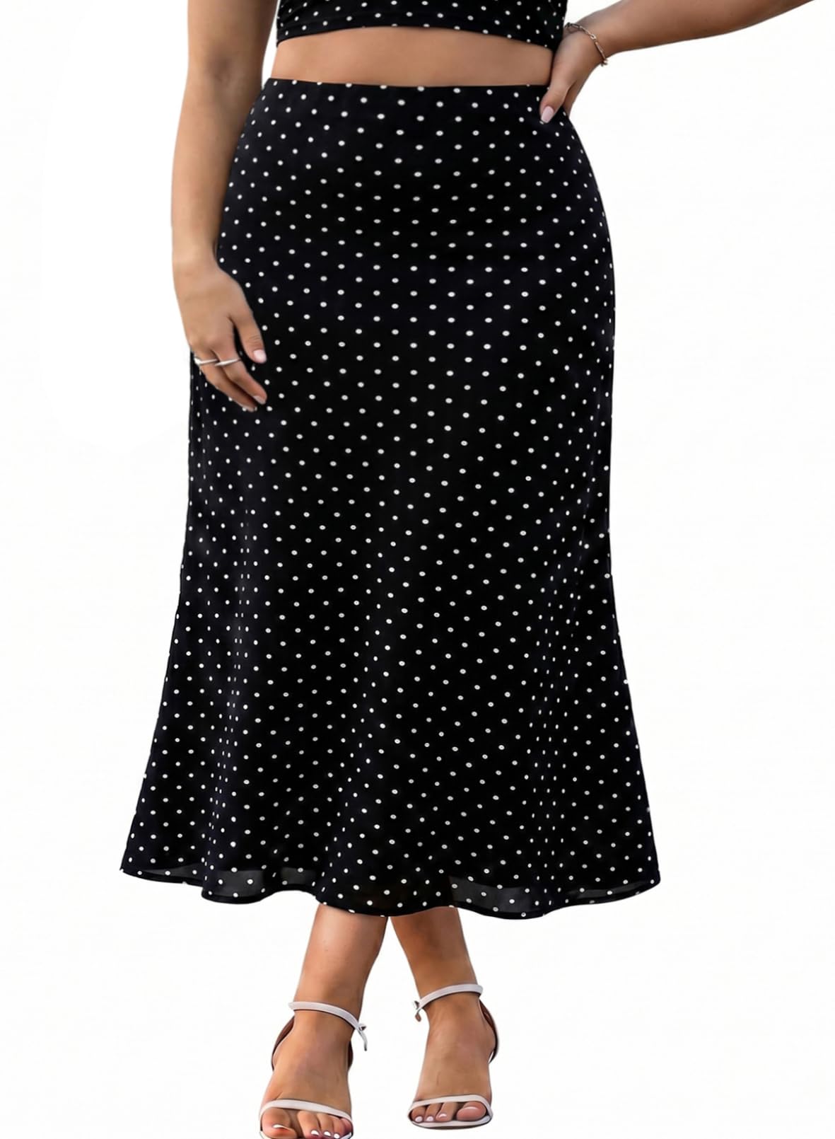 Eytino Women Plus Size Polka Dot Maxi Skirts