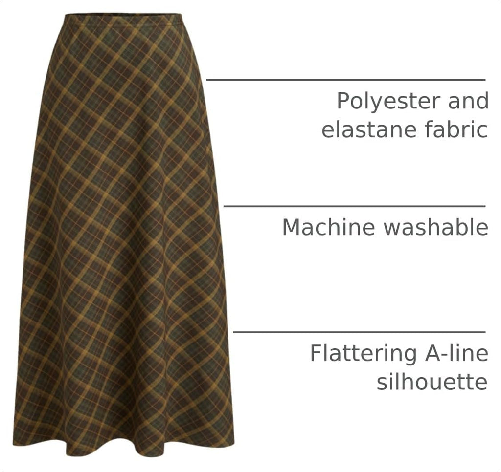 CIDER Womens Plaid Maxi Skirt A Line Pleated Gingham