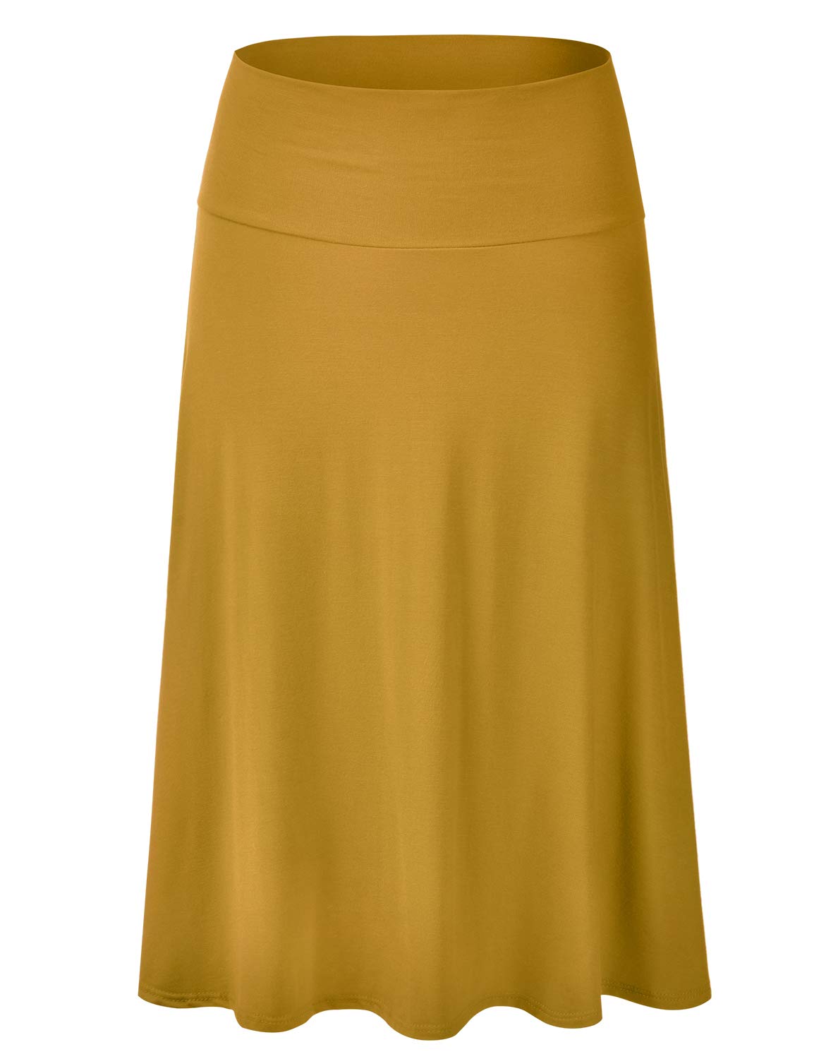 EIMIN Women's Solid Flared Lightweight Elastic Waist Classic Midi Skirt (S-3XL)