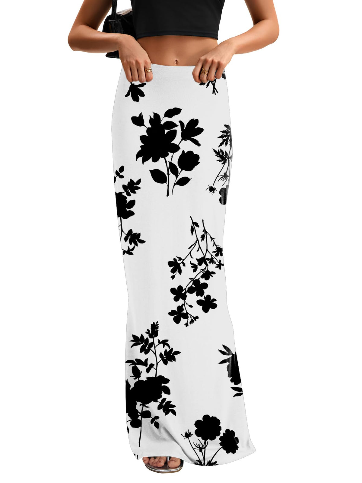KIFOVEN Women's High Waist Elastic Flare Sexy Bodycon Basic Slim Maxi Skirt