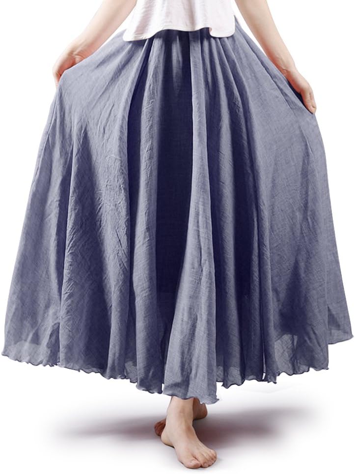 OCHENTA Boho Cotton Maxi Skirts Flowy Long A Line Skirt for Women S-L&Girls