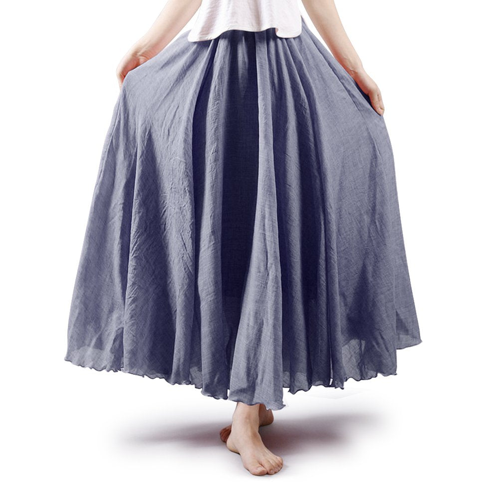 OCHENTA Boho Cotton Maxi Skirts Flowy Long A Line Skirt for Women S-L&Girls