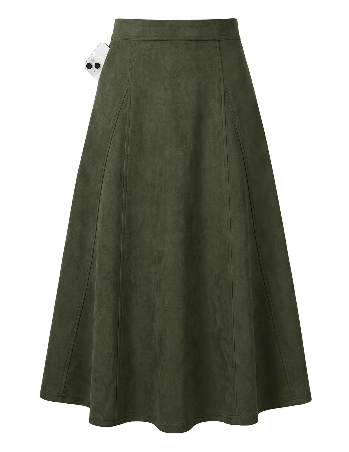 2026 Women's Suede Skirts, High Waist A-Line Skirt, Fall Winter Midi Skirt