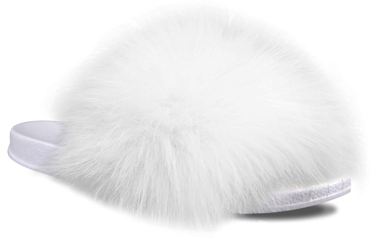 Faux Fur Slides for Women, Fuzzy Slippers Fluffy Sandals Furry House Shoes Indoor Outdoor