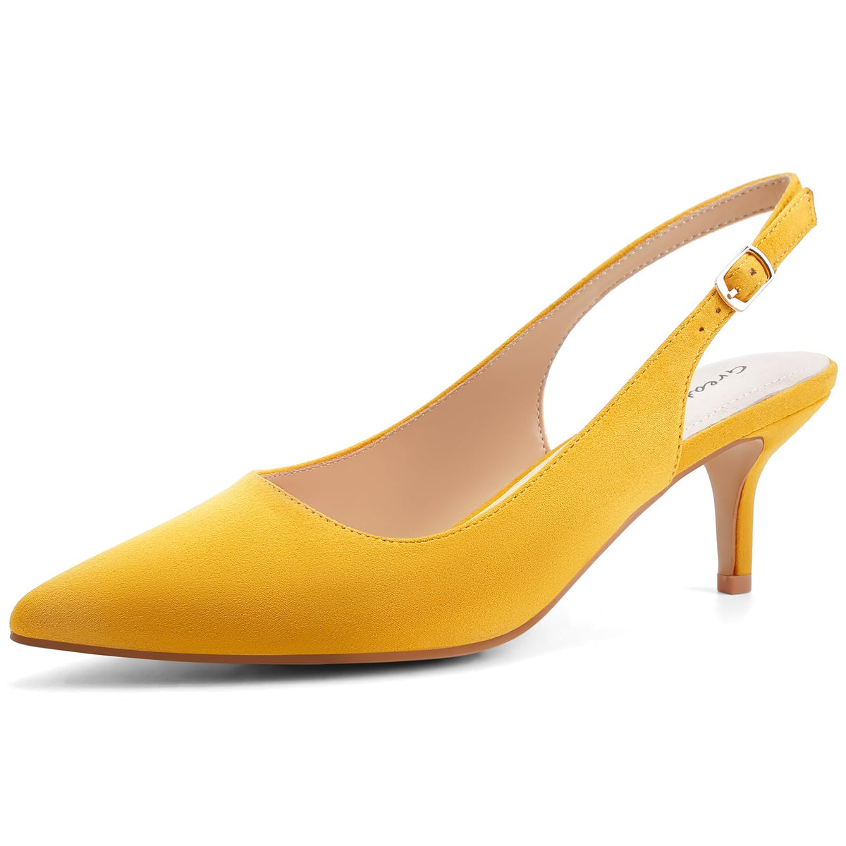 Greatonu Women's Kitten Heels Pointed Toe Slingback Dress Pumps Shoes