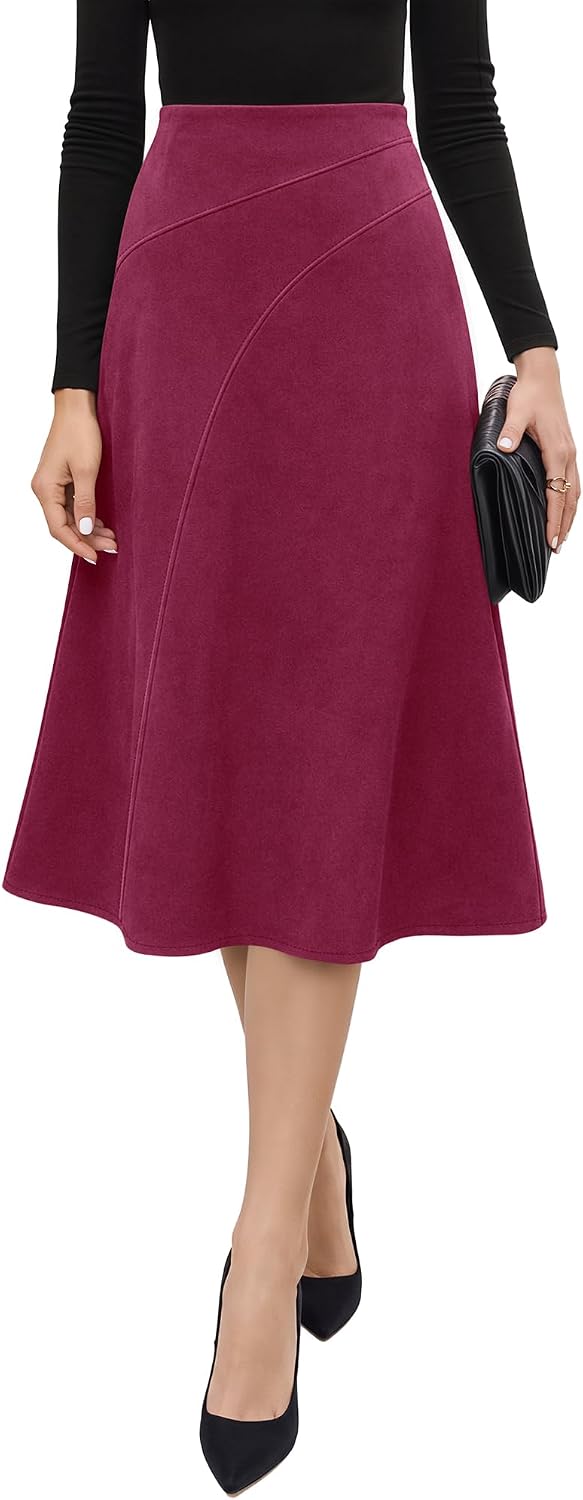 Neer Women’s High Waisted Skirt A Line Midi Skirt