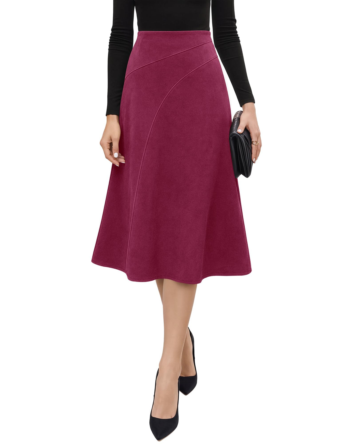 Neer Women’s High Waisted Skirt A Line Midi Skirt
