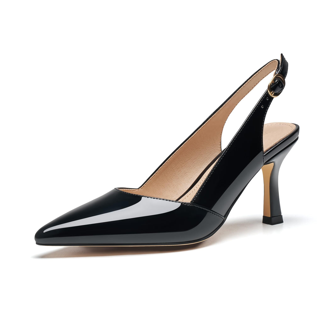 VICKI·VICKI Slingback Kitten Heels for Women Pointed Closed Toe Heels Dressy Pumps Shoes for Wedding Office Party