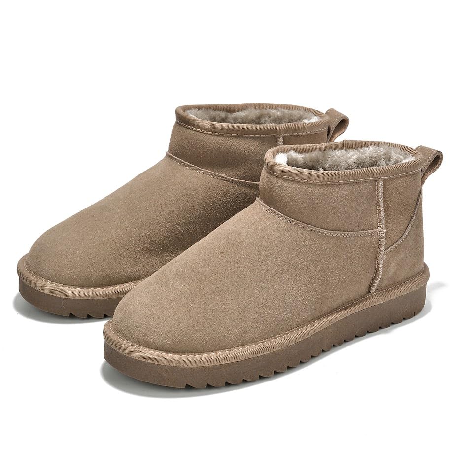 100% Genuine Leather Womens Boots Fur-Lined Booties Ankle Boots for Women