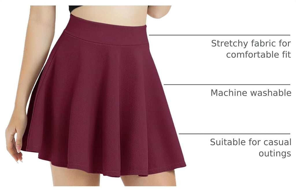 Urban CoCo Women's Basic Versatile Stretchy Flared Casual Mini Skater Skirt