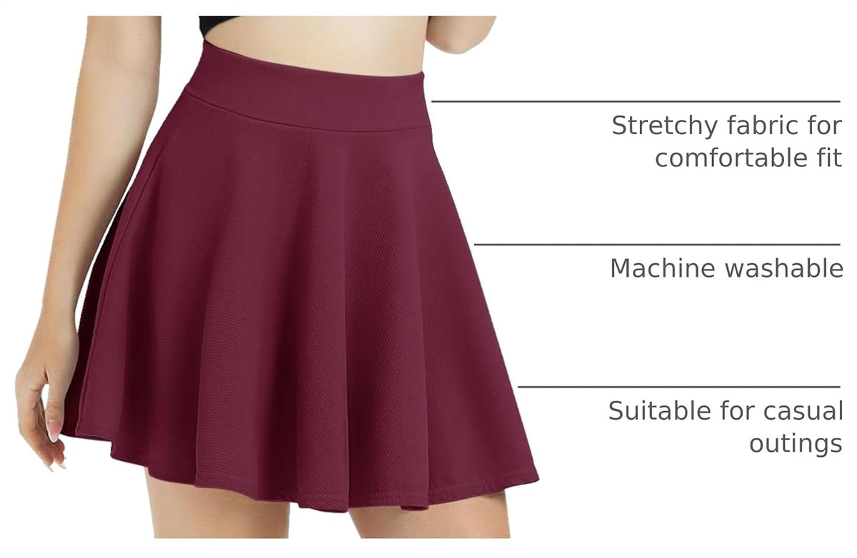 Urban CoCo Women's Basic Versatile Stretchy Flared Casual Mini Skater Skirt