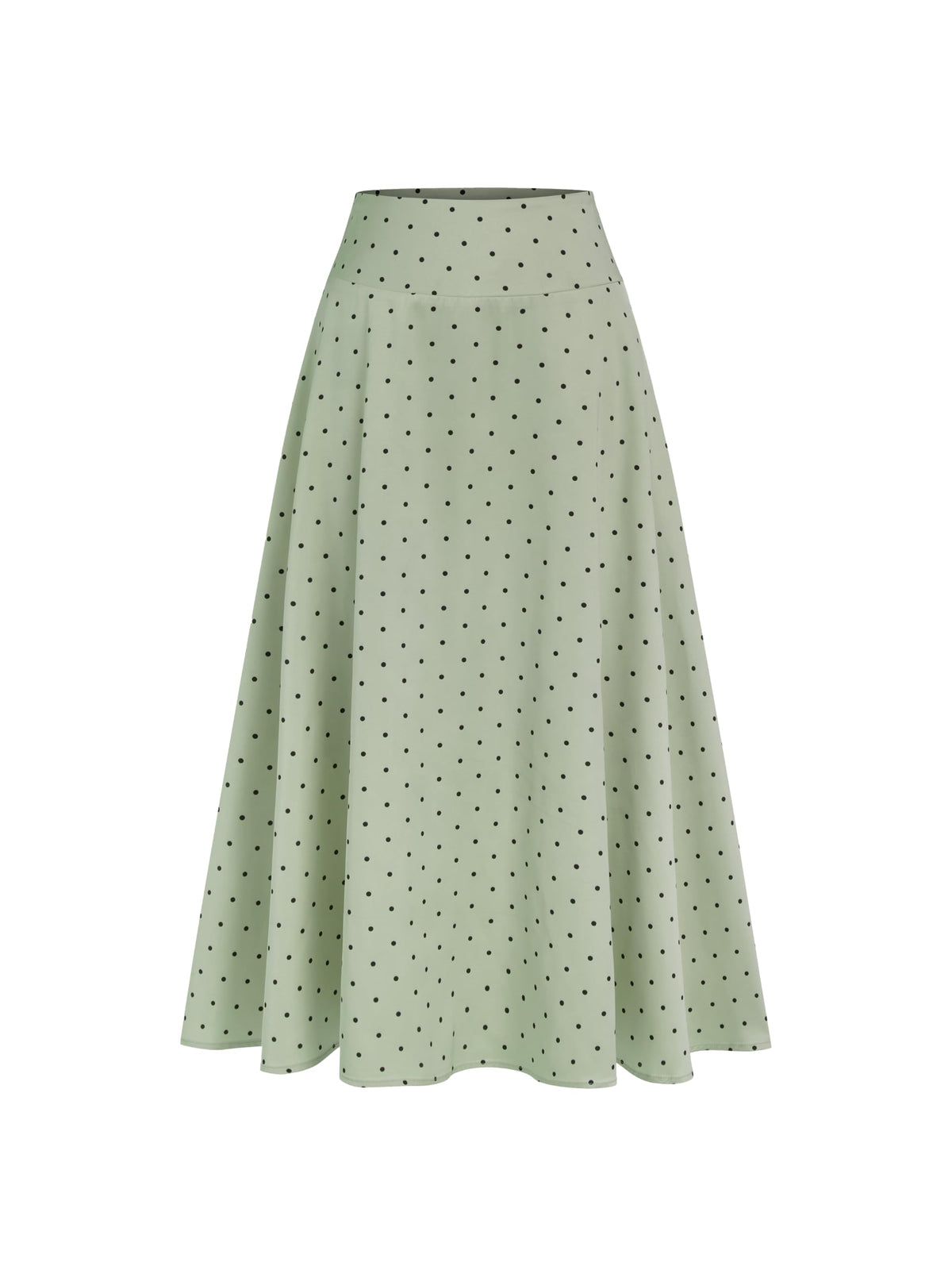 CIDER Womens Satin Mid Rise Polka Dot Flared Maxi Skirt