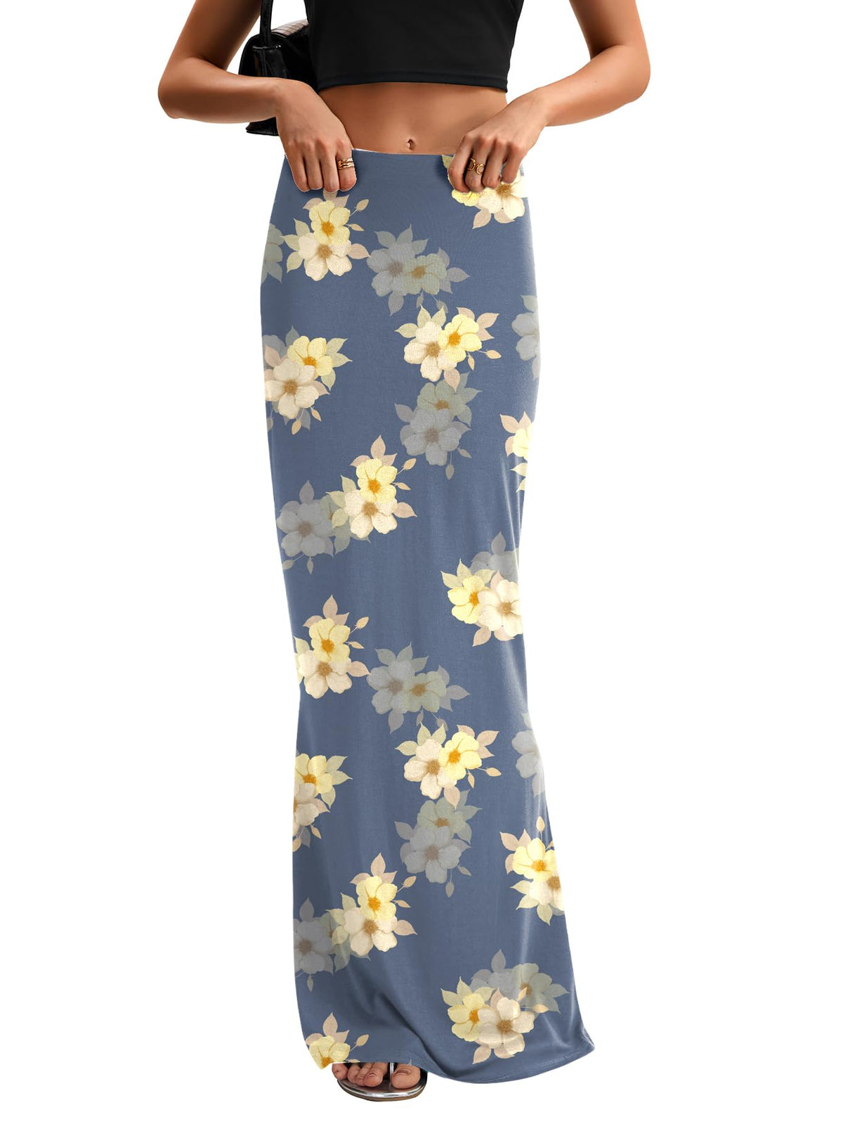 KIFOVEN Women's High Waist Elastic Flare Sexy Bodycon Basic Slim Maxi Skirt