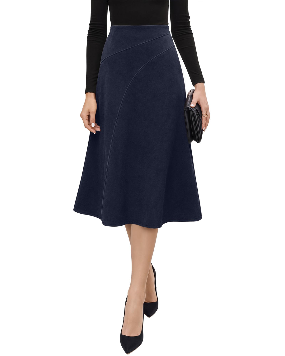 Neer Women’s High Waisted Skirt A Line Midi Skirt