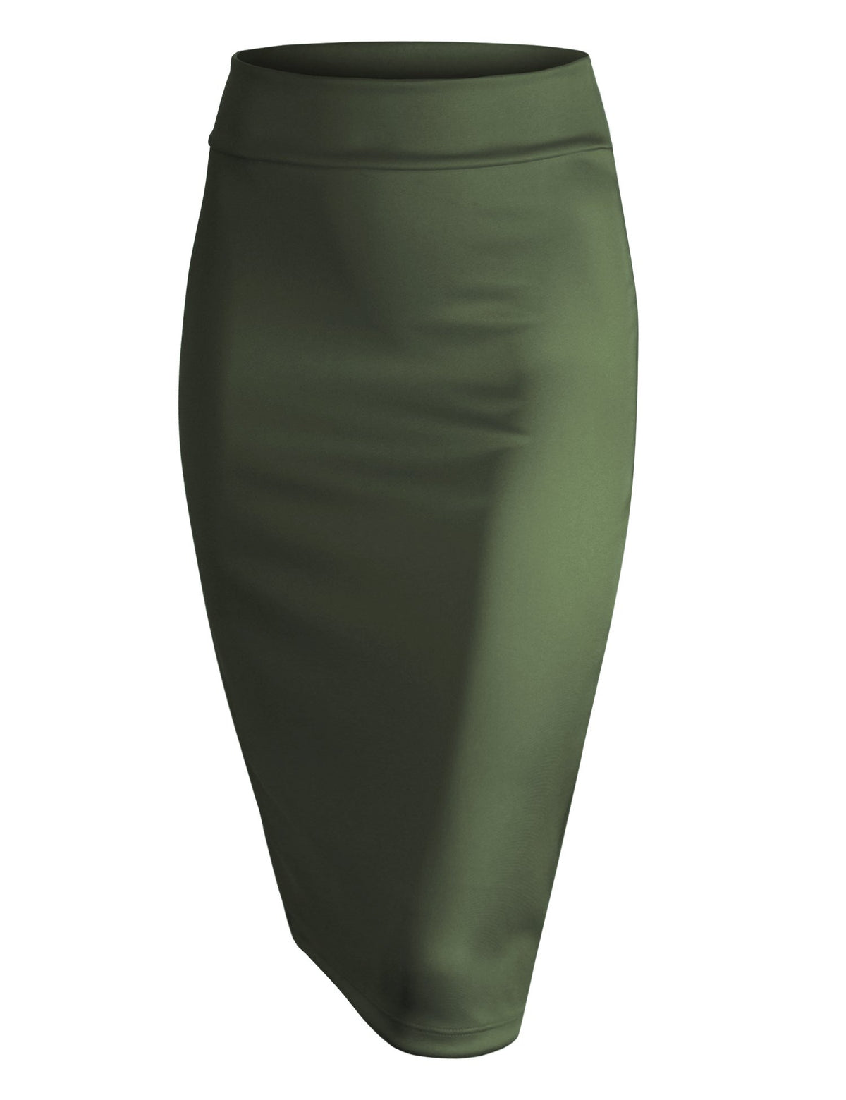 Made By Johnny Women's Premium Scuba Stretch High Waist Pencil Skirt Below Knee for Office Wear