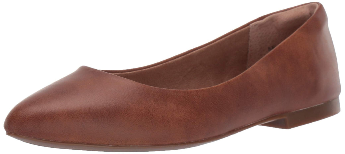 Amazon Essentials Women's Cushioned Pointed-Toe Ballet Flat, Slip-on Non-Slip Work Shoes Regular and Wide Widths