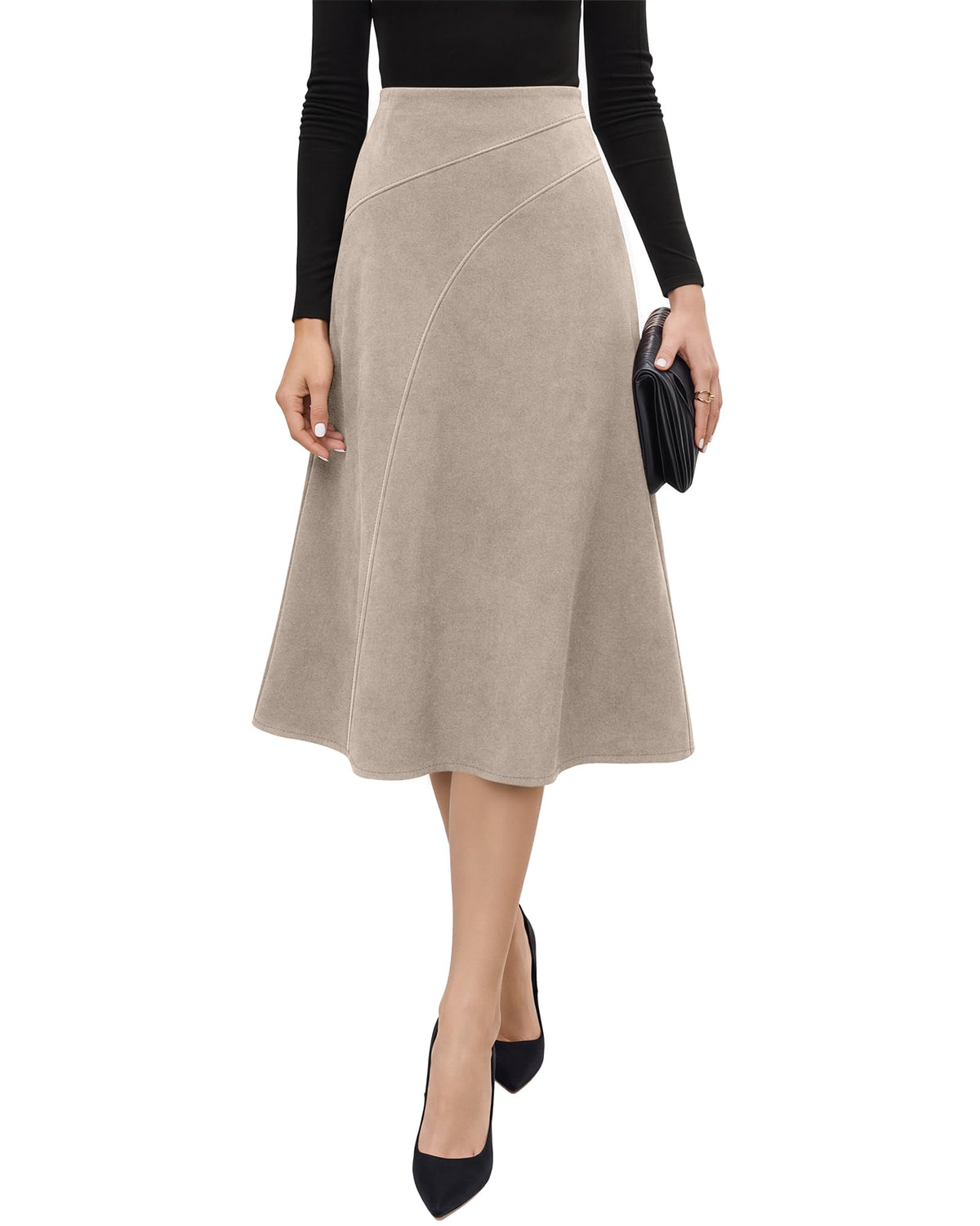 Neer Women’s High Waisted Skirt A Line Midi Skirt