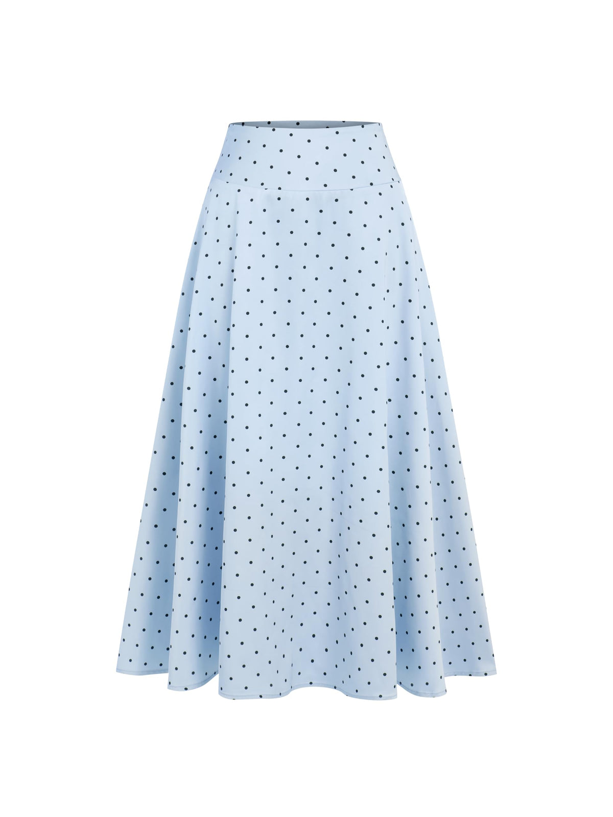 CIDER Womens Satin Mid Rise Polka Dot Flared Maxi Skirt