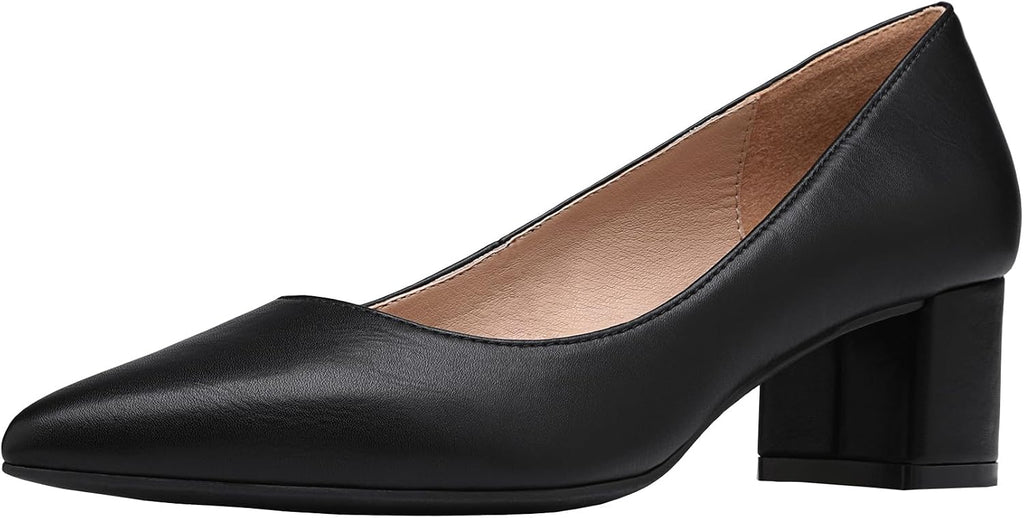DREAM PAIRS Women's Chunky Low Block Heel Pumps