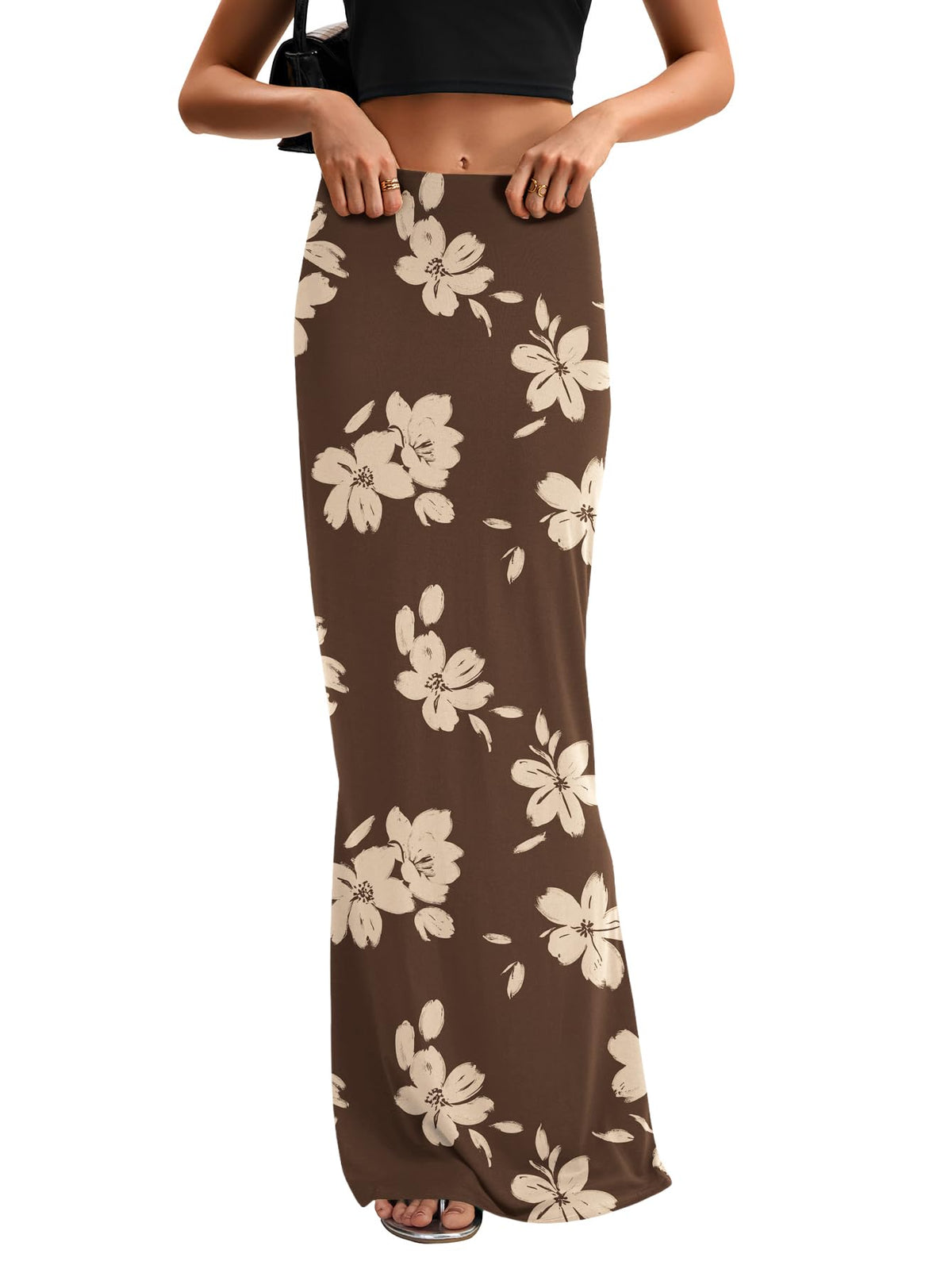 KIFOVEN Women's High Waist Elastic Flare Sexy Bodycon Basic Slim Maxi Skirt