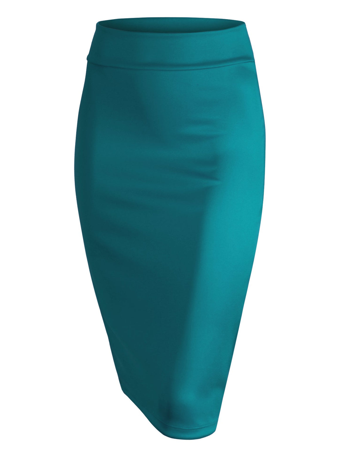 Made By Johnny Women's Premium Scuba Stretch High Waist Pencil Skirt Below Knee for Office Wear