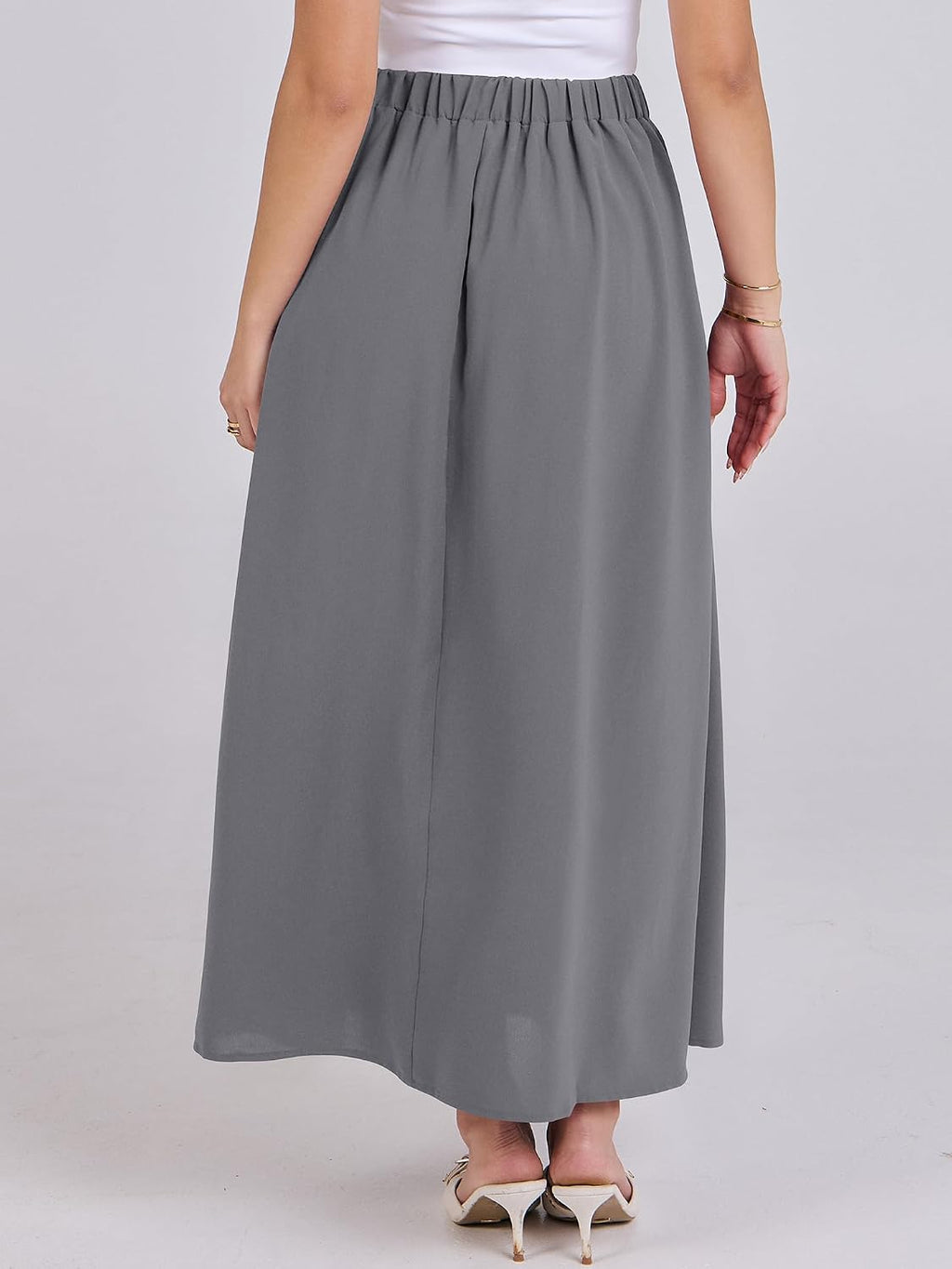 ANRABESS Womens Pleated Maxi Skirts High Waisted Ankle Length with Pockets