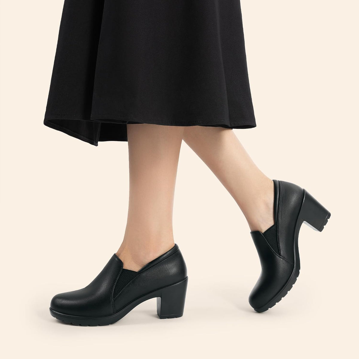 DREAM PAIRS Women's Dress Shoes Block Heel Loafers Pumps