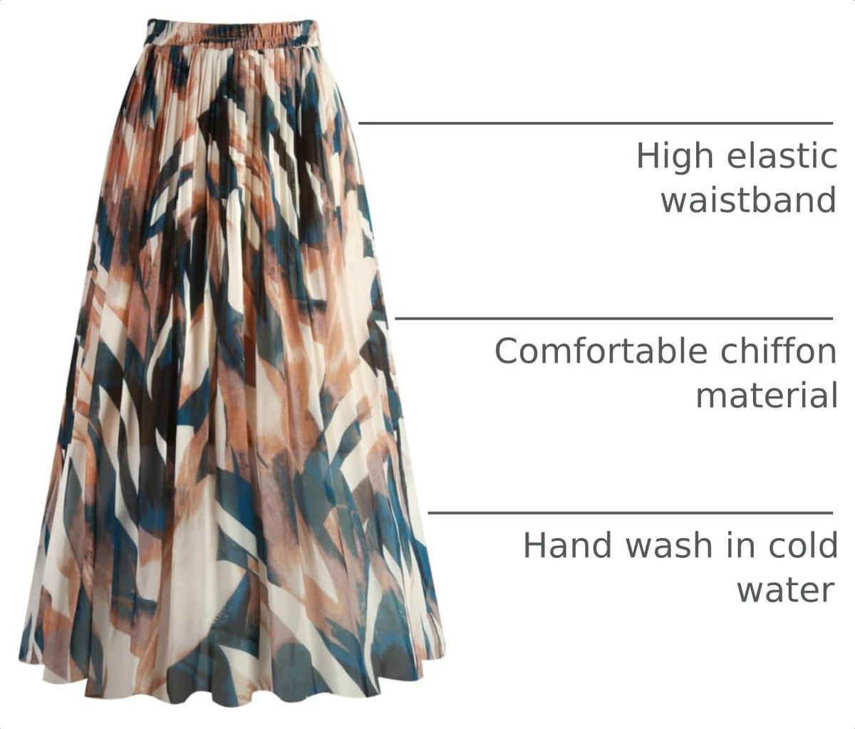 Kingfancy Women's Pleated Skirt A-Line Midi Skirts